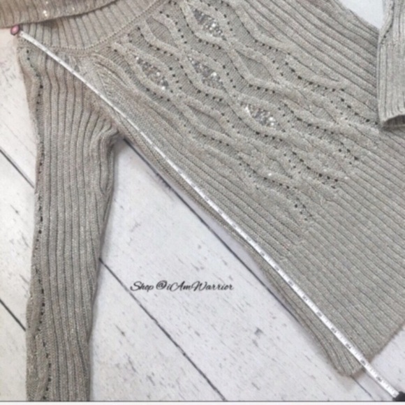 WHBM lurex sequin cable off the shoulder sweater *shop@iamwarrior - Picture 6 of 8